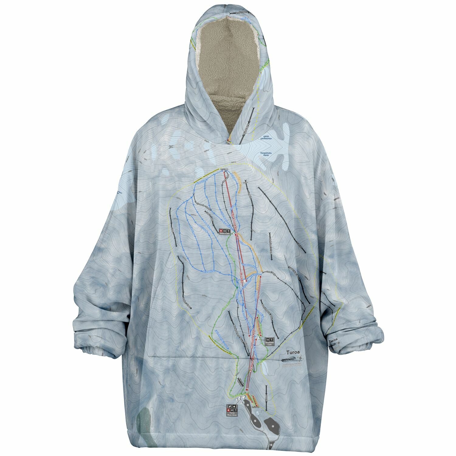 Turoa, New Zealand Ski Trail Map - Snug Hoodie - Powderaddicts