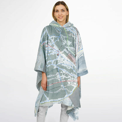 Grand Targhee, Wyoming Ski Resort Map Flannel Blanket Poncho