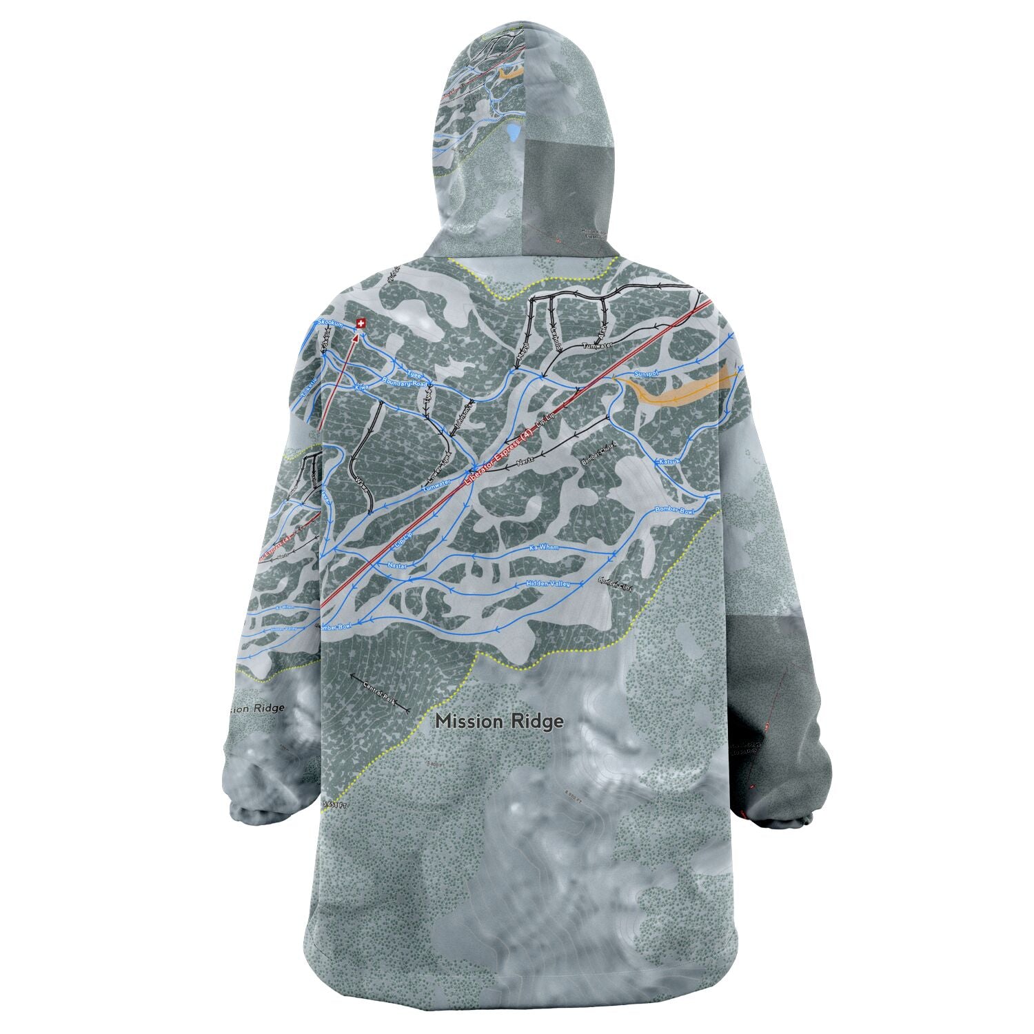 Mission Ridge, Washington Ski Trail Map - Snug Hoodie - Powderaddicts