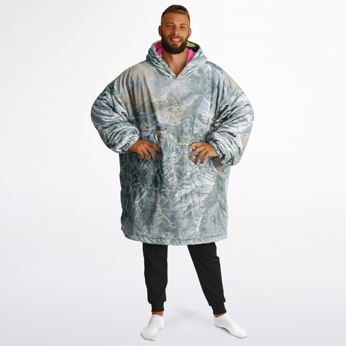 Powder Mountain, Utah Ski Resort Map Reversible Snug Hoodie