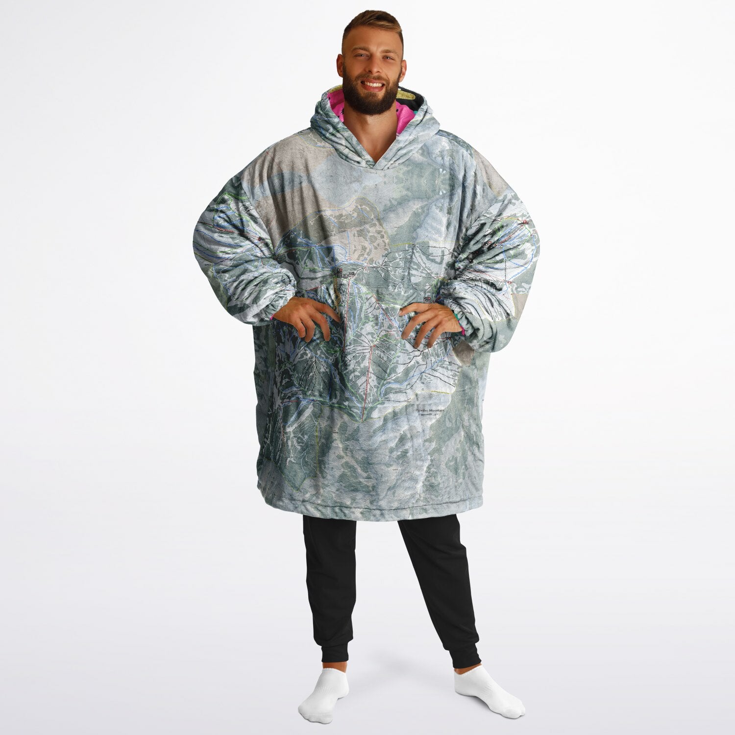 Powder Mountain, Utah Ski Resort Map Reversible Snug Hoodie