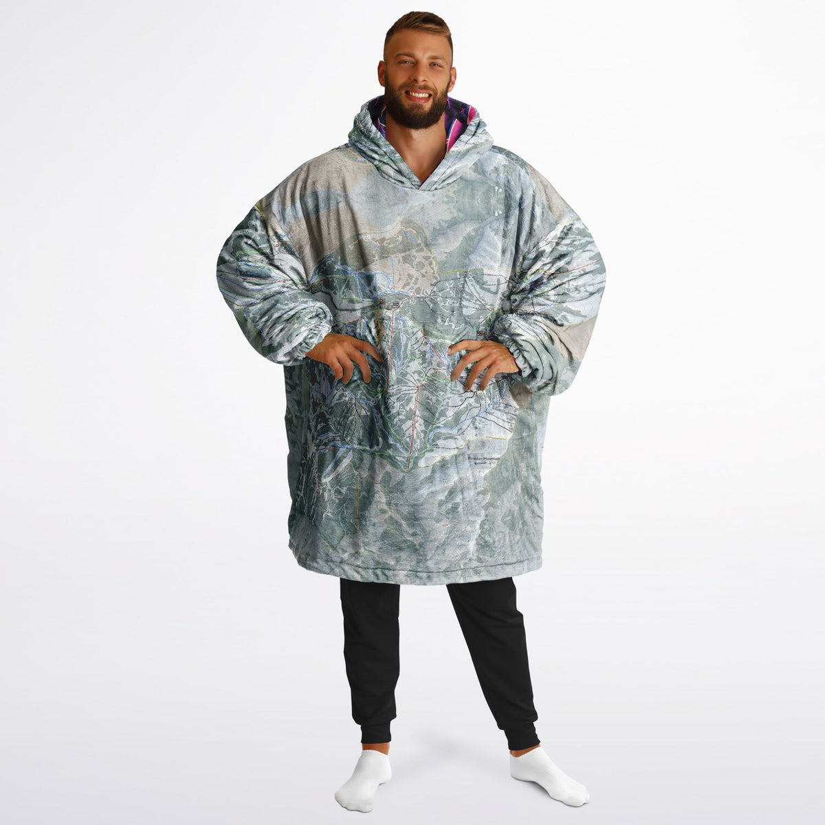 Powder Mountain, Utah Ski Resort Map Reversible Snug Hoodie