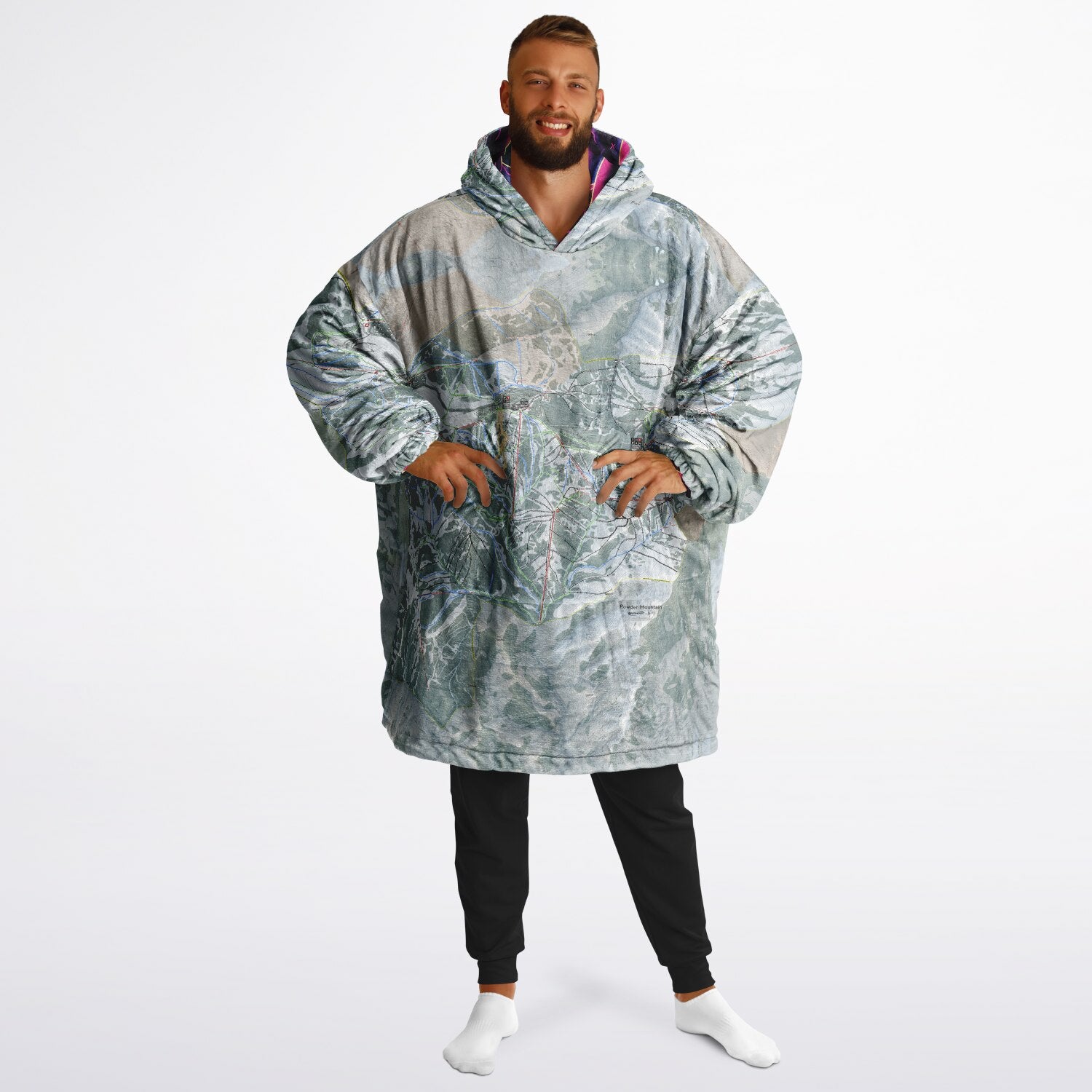 Powder Mountain, Utah Ski Resort Map Reversible Snug Hoodie