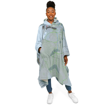 Baiedes Sables, Quebec Ski Resort Map Flannel Blanket Poncho