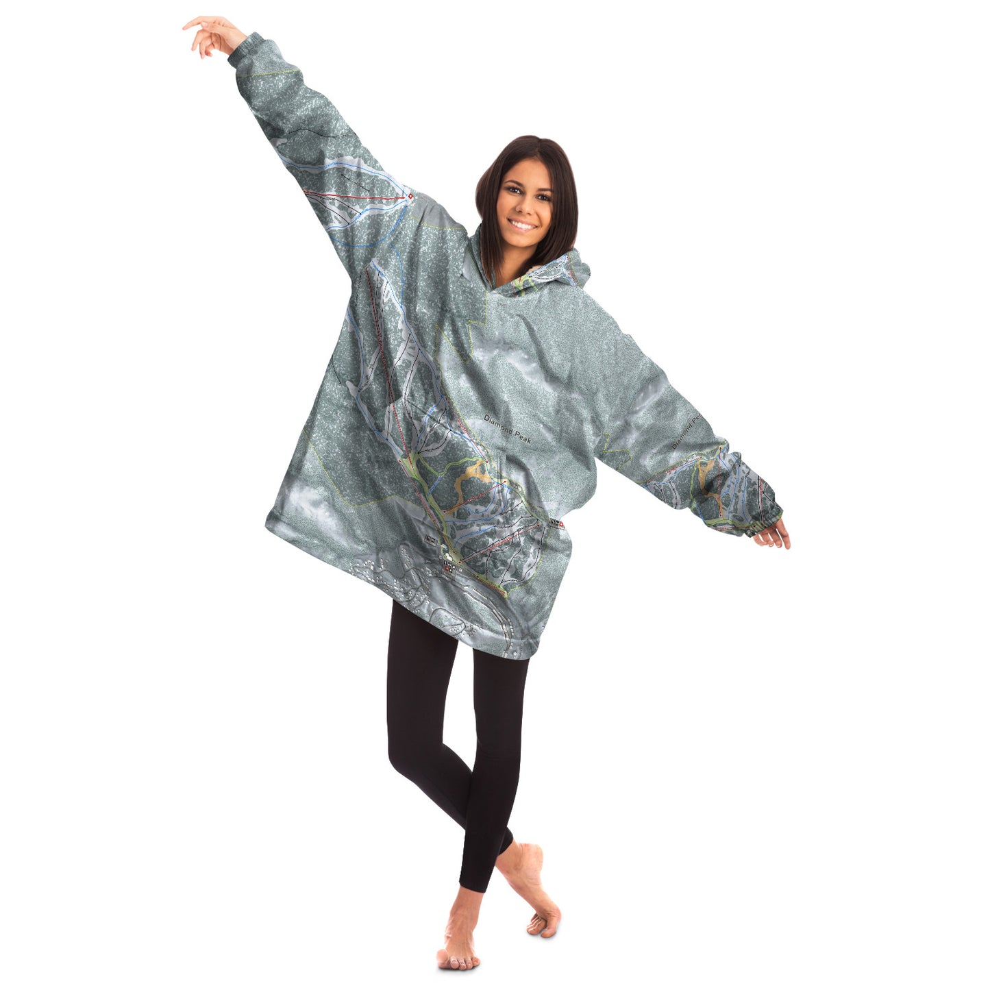 Diamond Peak, Nevada Ski Trail Map - Snug Hoodie - Powderaddicts