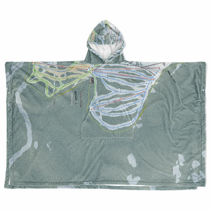 China Peak, California Ski Resort Map Flannel Blanket Poncho