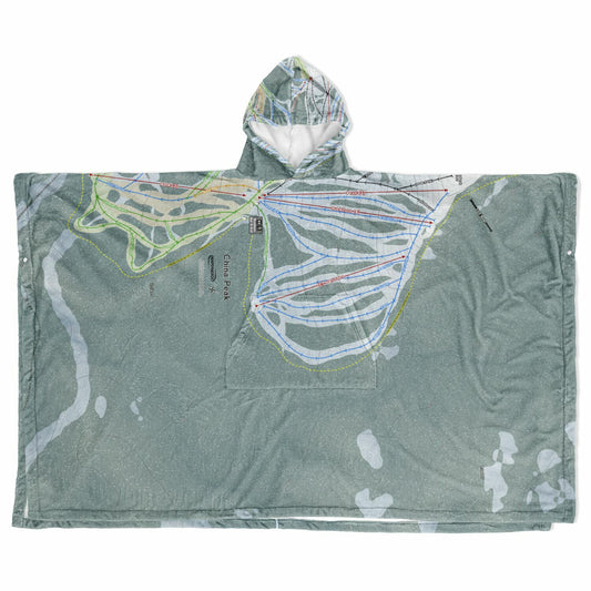 China Peak, California Ski Resort Map Flannel Blanket Poncho