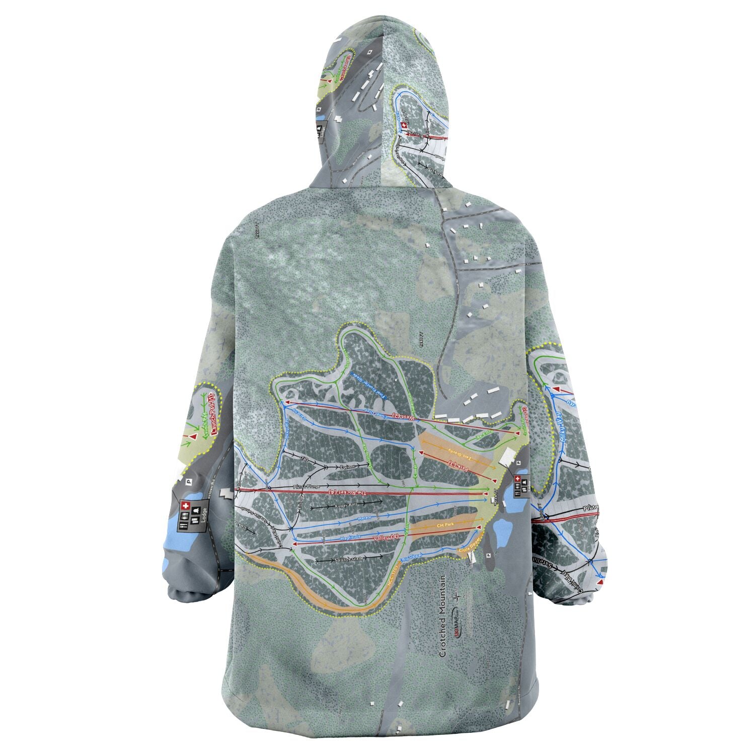 Crotched Mountain, New Hampshire Ski Trail Map - Snug Hoodie - Powderaddicts