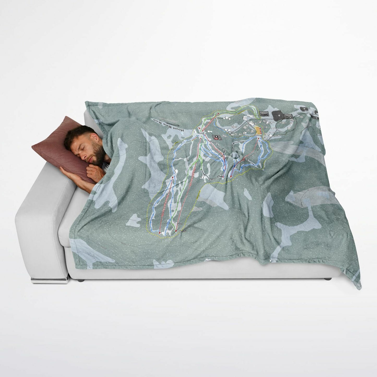 Mount Baw Baw, Australia Ski Resort Map Flannel Blanket Poncho - Powderaddicts