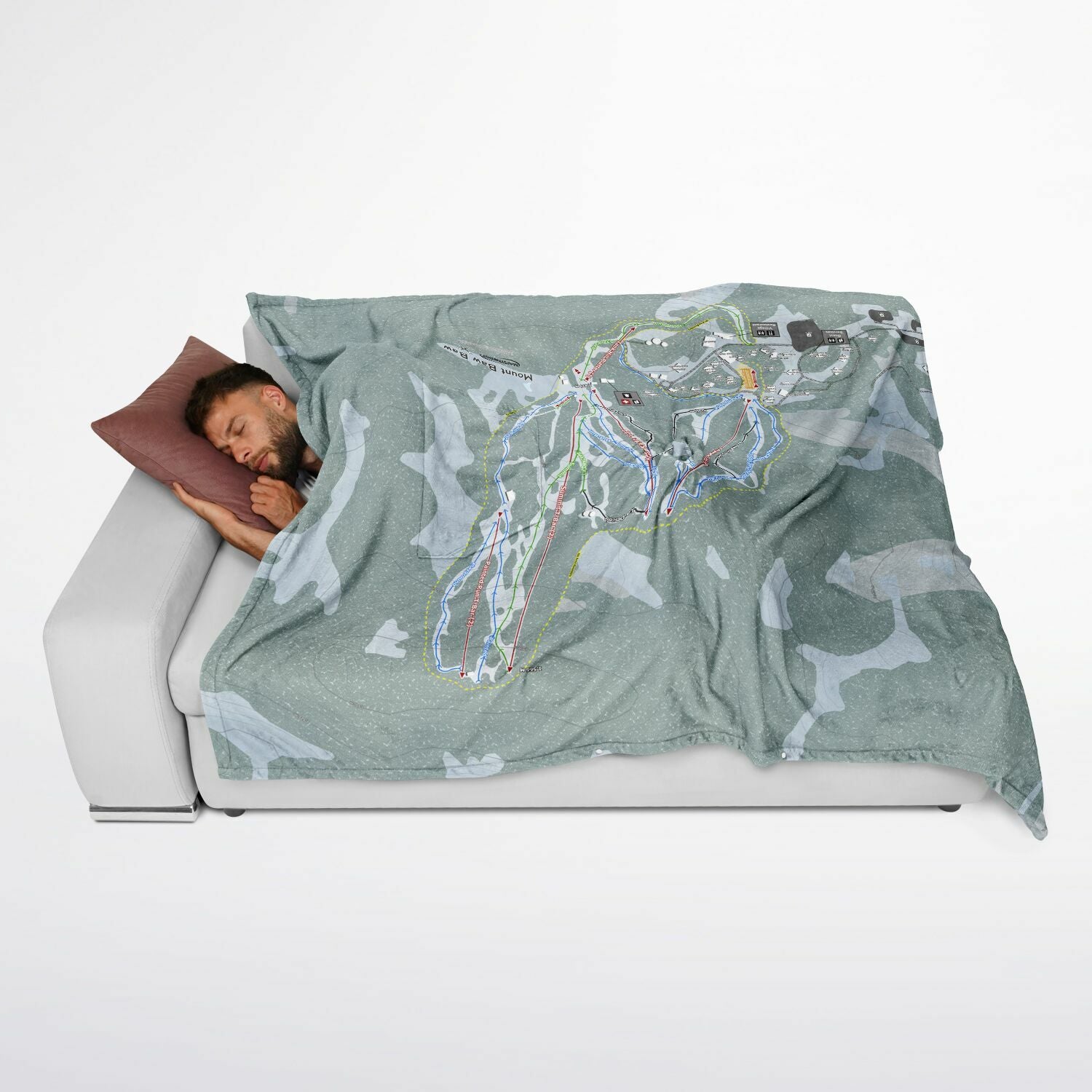 Mount Baw Baw, Australia Ski Resort Map Flannel Blanket Poncho - Powderaddicts