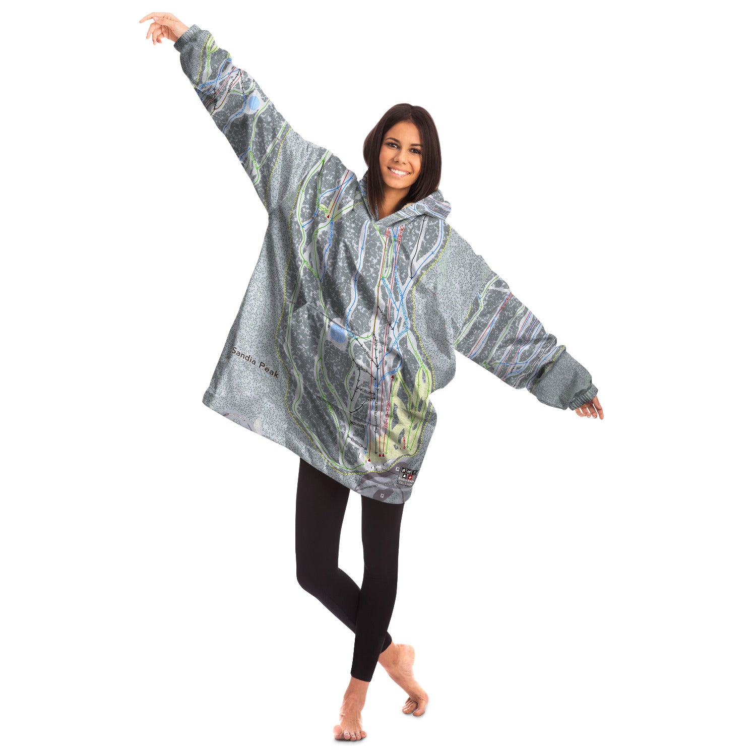 Sandia Peak, New Mexico Ski Trail Map - Snug Hoodie