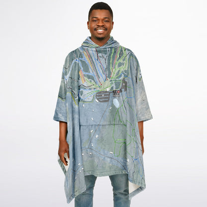 Black Mountain of Maine, Maine Ski Resort Map Flannel Blanket Poncho