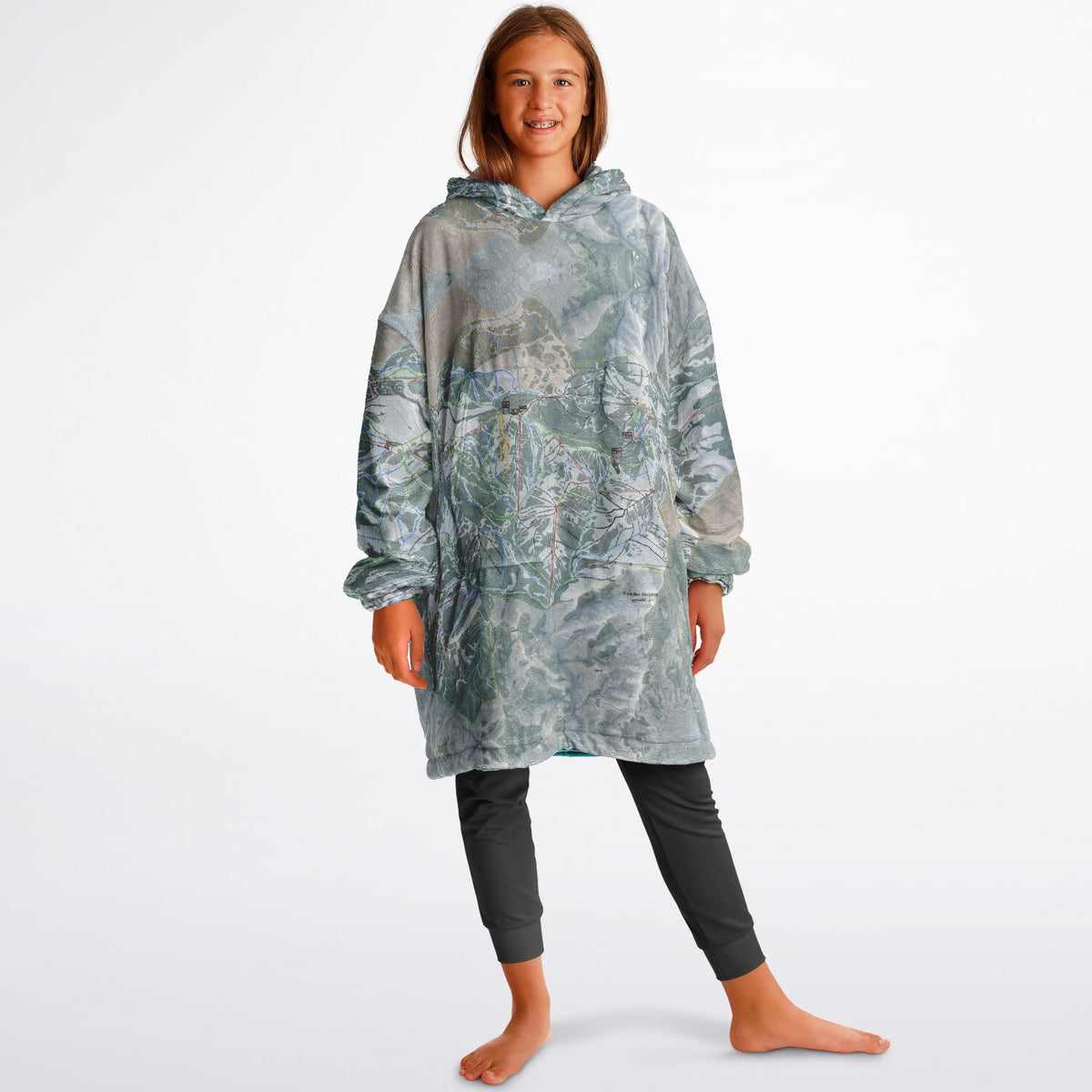 Powder Mountain, Utah Ski Resort Map Youth Reversible Snug Hoodie