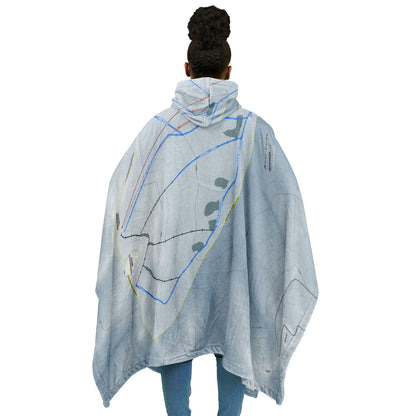 Arctic Valley, Alaska Ski Resort Map Flannel Blanket Poncho