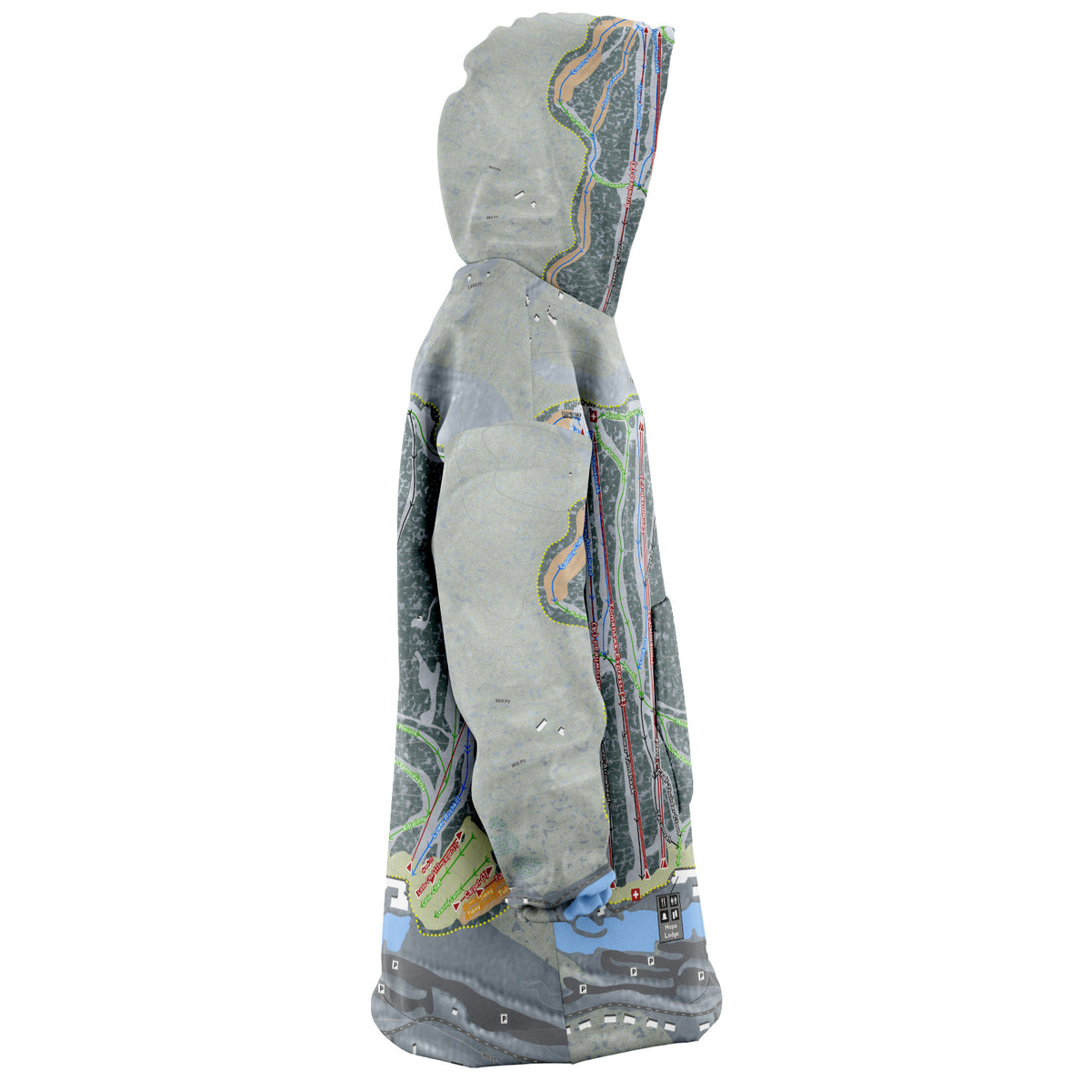 Shawnee Mountain, Pennsylvania Ski Trail Map Snug Hoodie