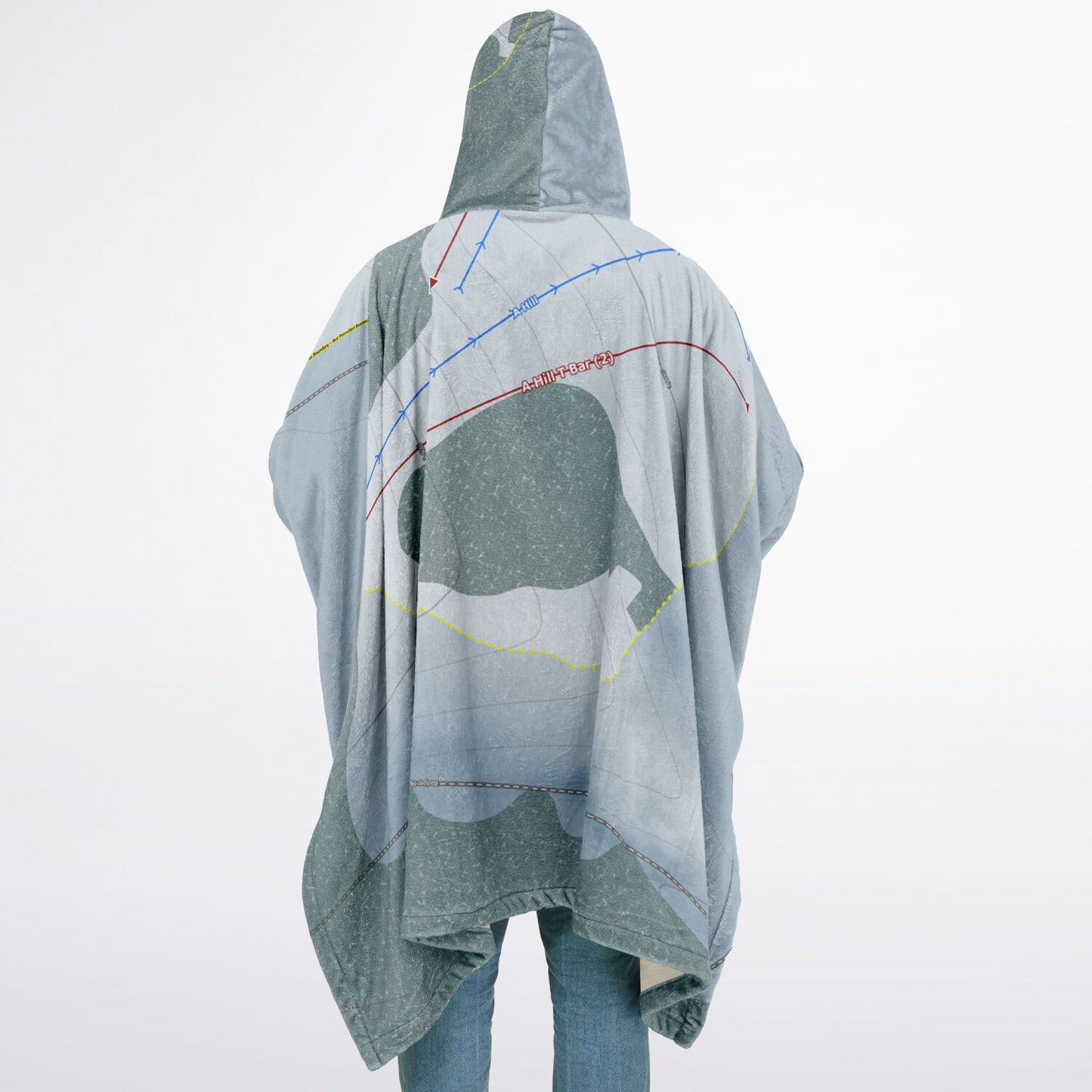 Badger Mountain, Washington Ski Resort Map Flannel Blanket Poncho