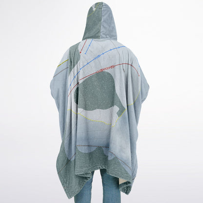 Badger Mountain, Washington Ski Resort Map Flannel Blanket Poncho
