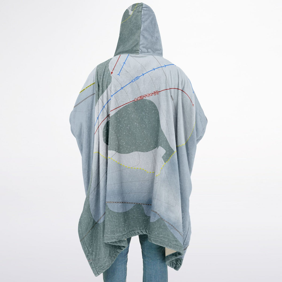 Badger Mountain, Washington Ski Resort Map Flannel Blanket Poncho