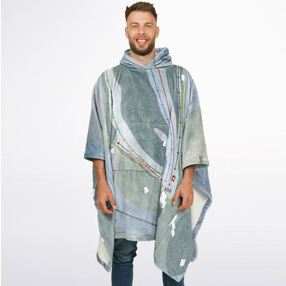 Campton Mountain, New Hampshire Ski Resort Map Flannel Blanket Poncho