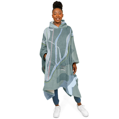 Salmo, British Columbia Ski Resort Map Flannel Blanket Poncho