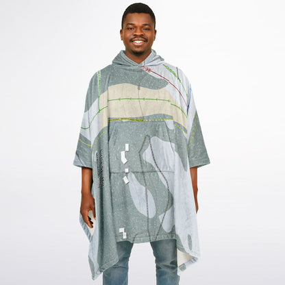 Little Ski Hill, Idaho Ski Resort Map Flannel Blanket Poncho