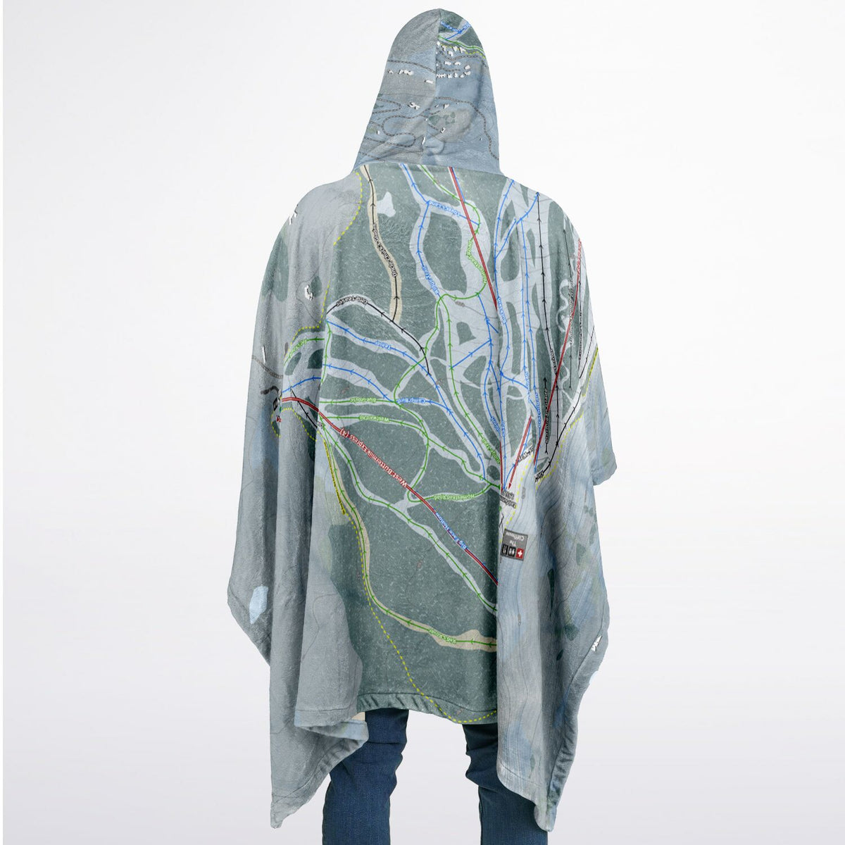 Buttermilk, Colorado Ski Resort Map Flannel Blanket Poncho