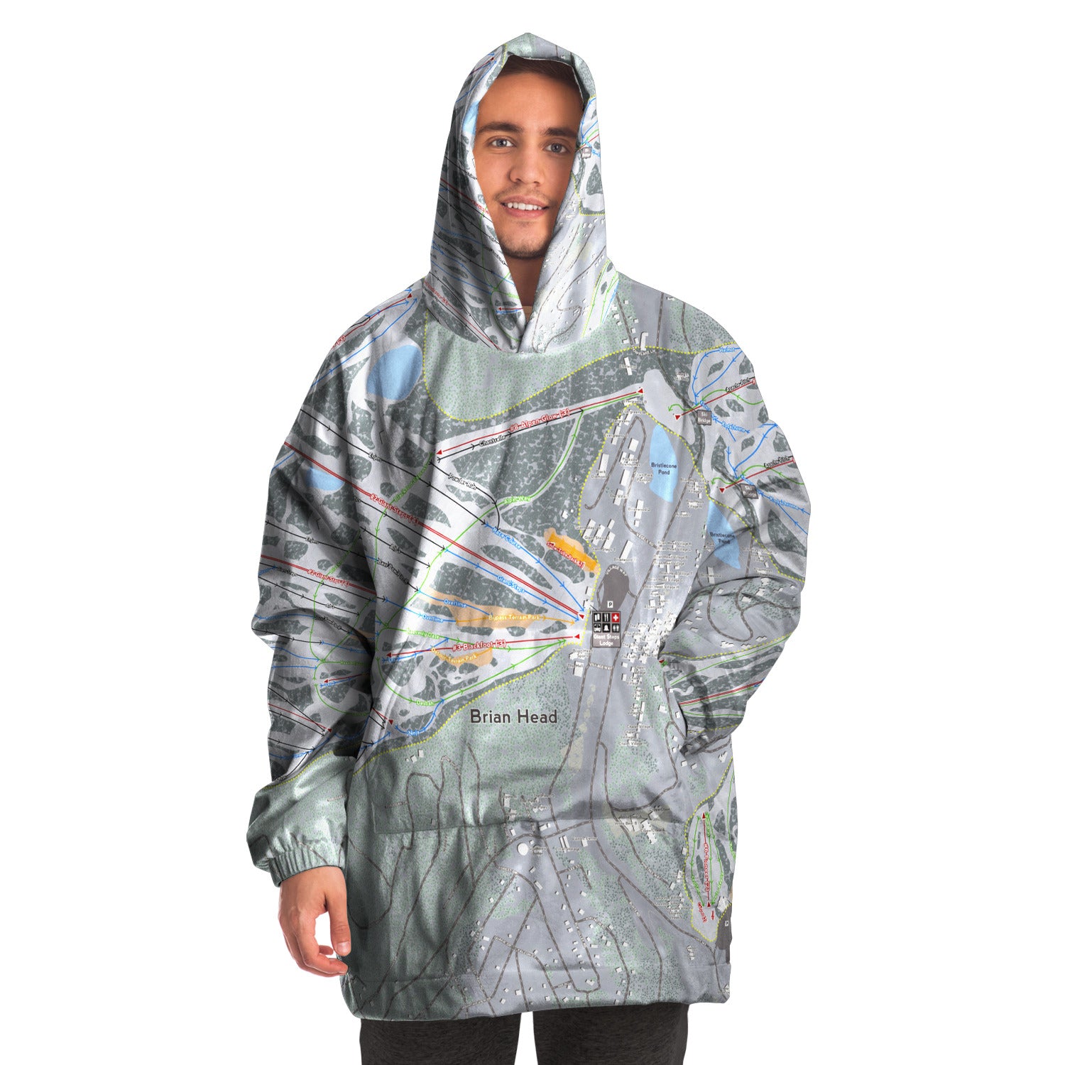 Brian Head, Utah Ski Trail Map - Snug Hoodie - Powderaddicts