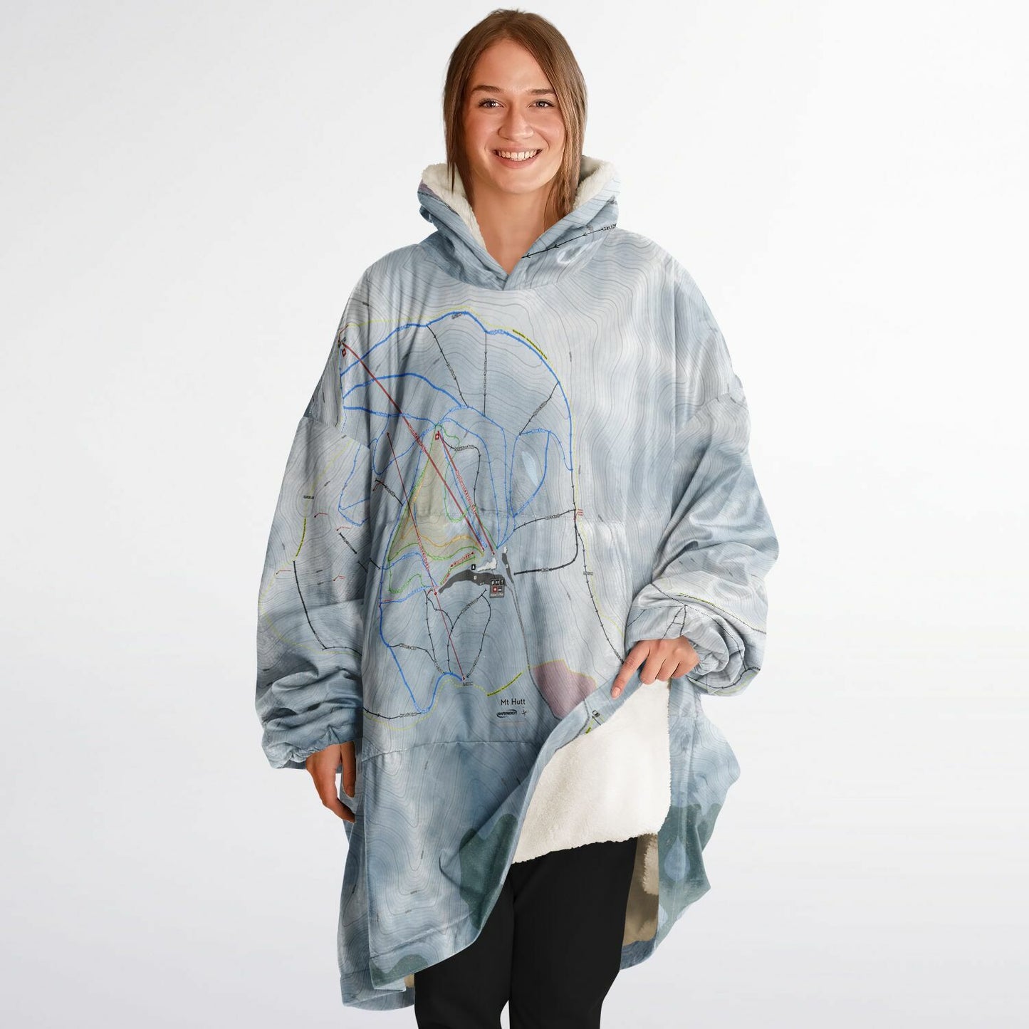 Mt Hutt, New Zealand Ski Trail Map - Snug Hoodie - Powderaddicts