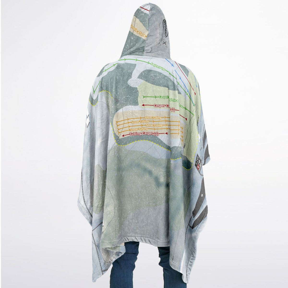 Boyce Park, Pennsylvania Ski Resort Map Flannel Blanket Poncho