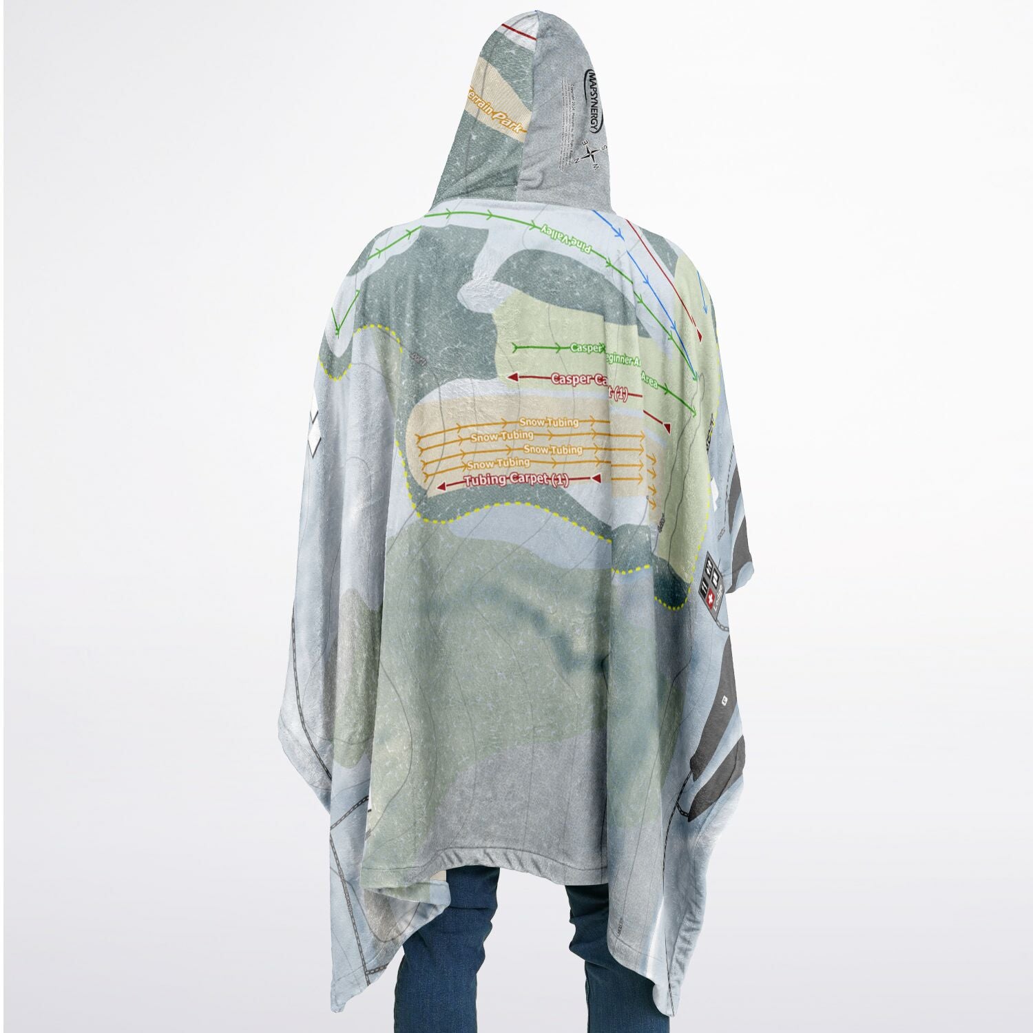 Boyce Park, Pennsylvania Ski Resort Map Flannel Blanket Poncho