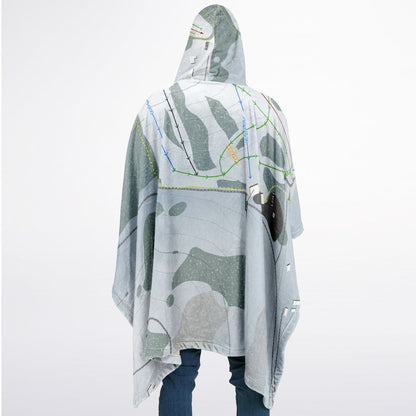 Little Ski Hill, Idaho Ski Resort Map Flannel Blanket Poncho