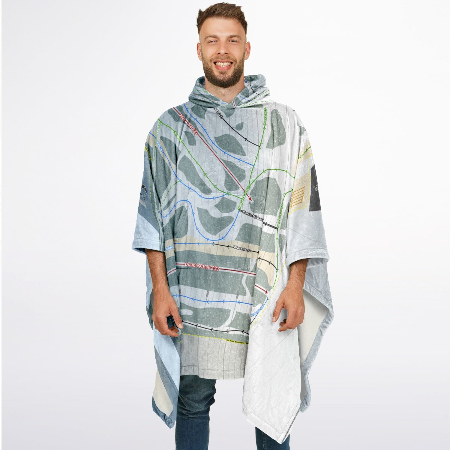 Canyon, Alberta Ski Resort Map Flannel Blanket Poncho