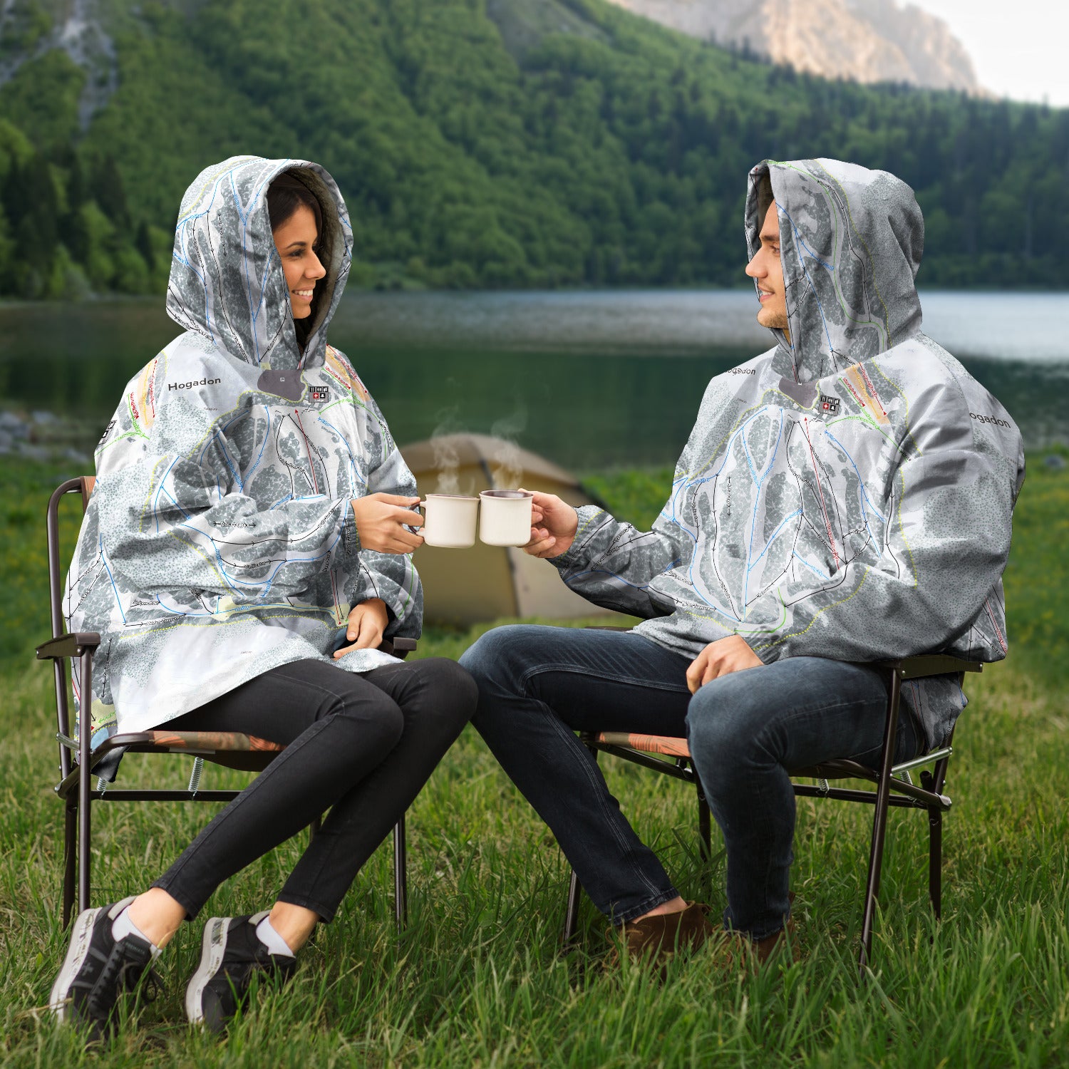 Hogadon, Wyoming Ski Trail Map Snug Hoodie