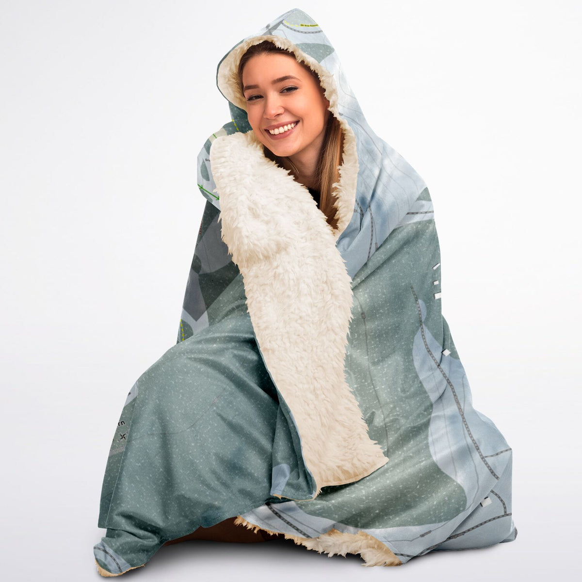 Sky Tavern, Nevada Ski Trail Map - Adult Hooded Blanket