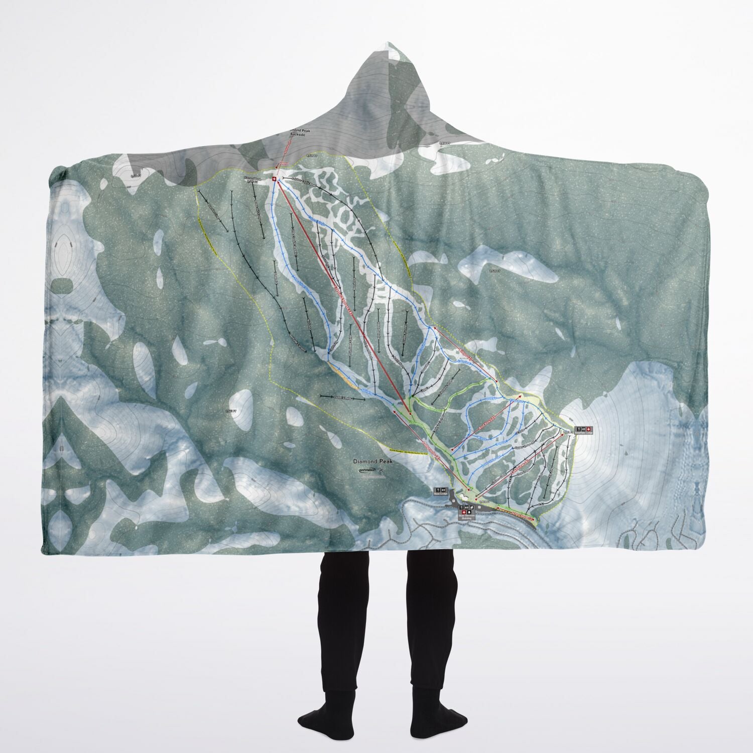 Diamond Peak, Nevada Ski Trail Map - Adult Hooded Blanket