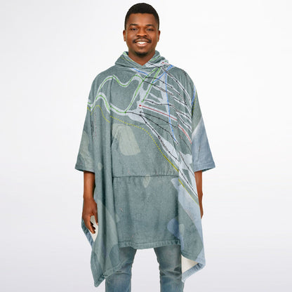 Mount Cain, British Columbia Ski Resort Map Flannel Blanket Poncho