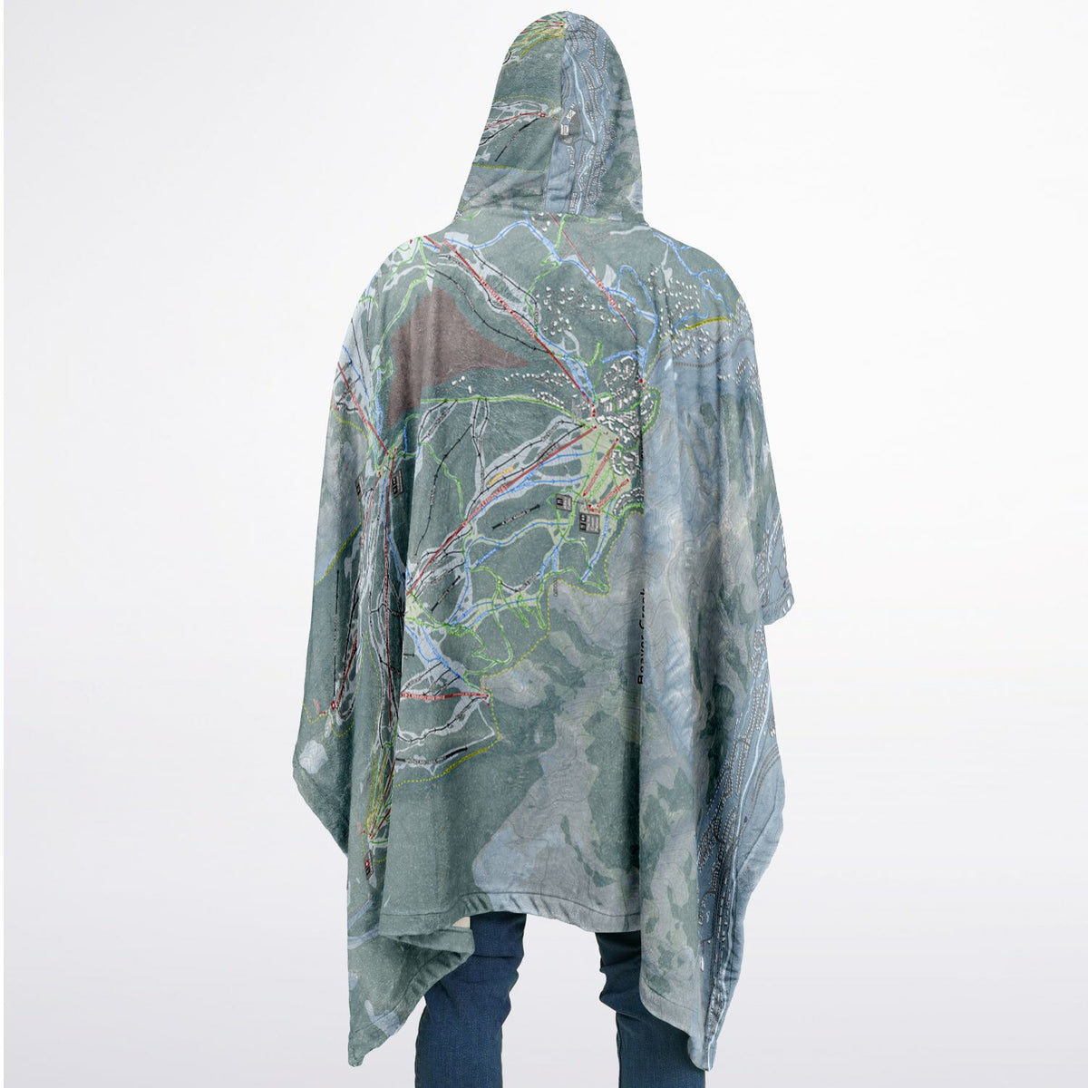 Beaver Creek, Colorado Ski Resort Map Flannel Blanket Poncho