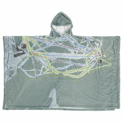 Showdown, Montana Ski Resort Map Flannel Blanket Poncho