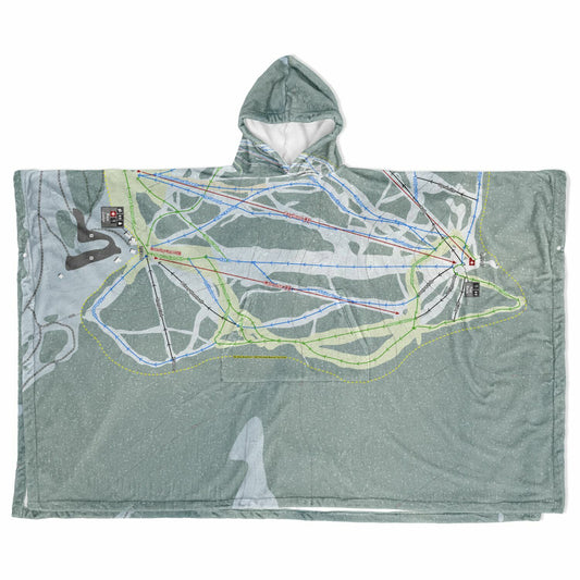 Showdown, Montana Ski Resort Map Flannel Blanket Poncho