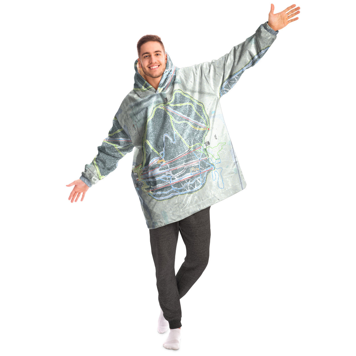 Bristol Mountain, New York Ski Trail Map - Snug Hoodie