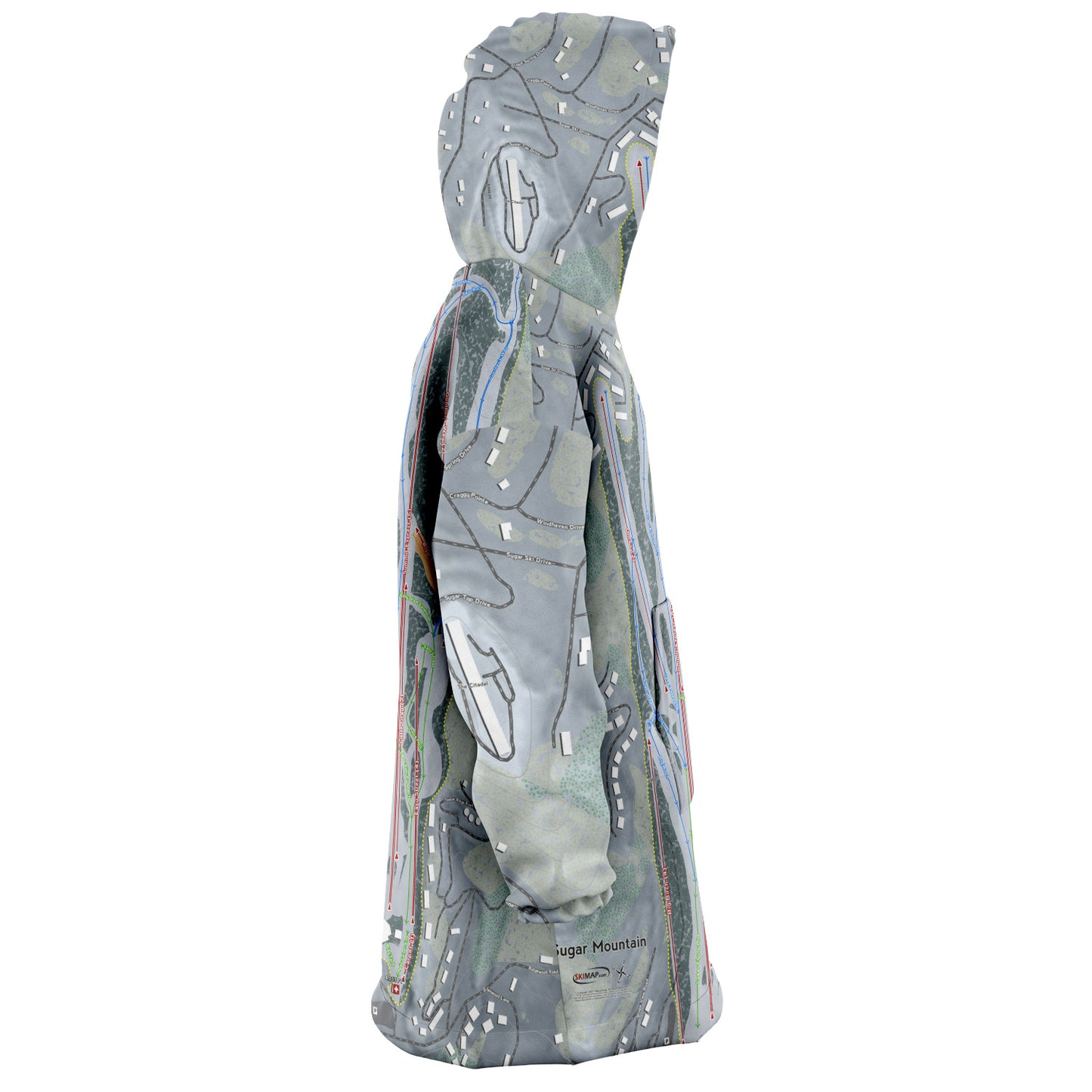 Sugar Mountain, North Carolina Ski Trail Map - Snug Hoodie - Powderaddicts