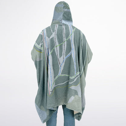 Clearwater, British Columbia Ski Resort Map Flannel Blanket Poncho
