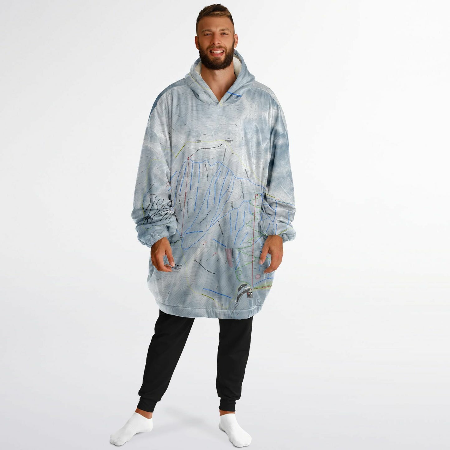 Treble Cone, New Zealand Ski Trail Map - Snug Hoodie - Powderaddicts