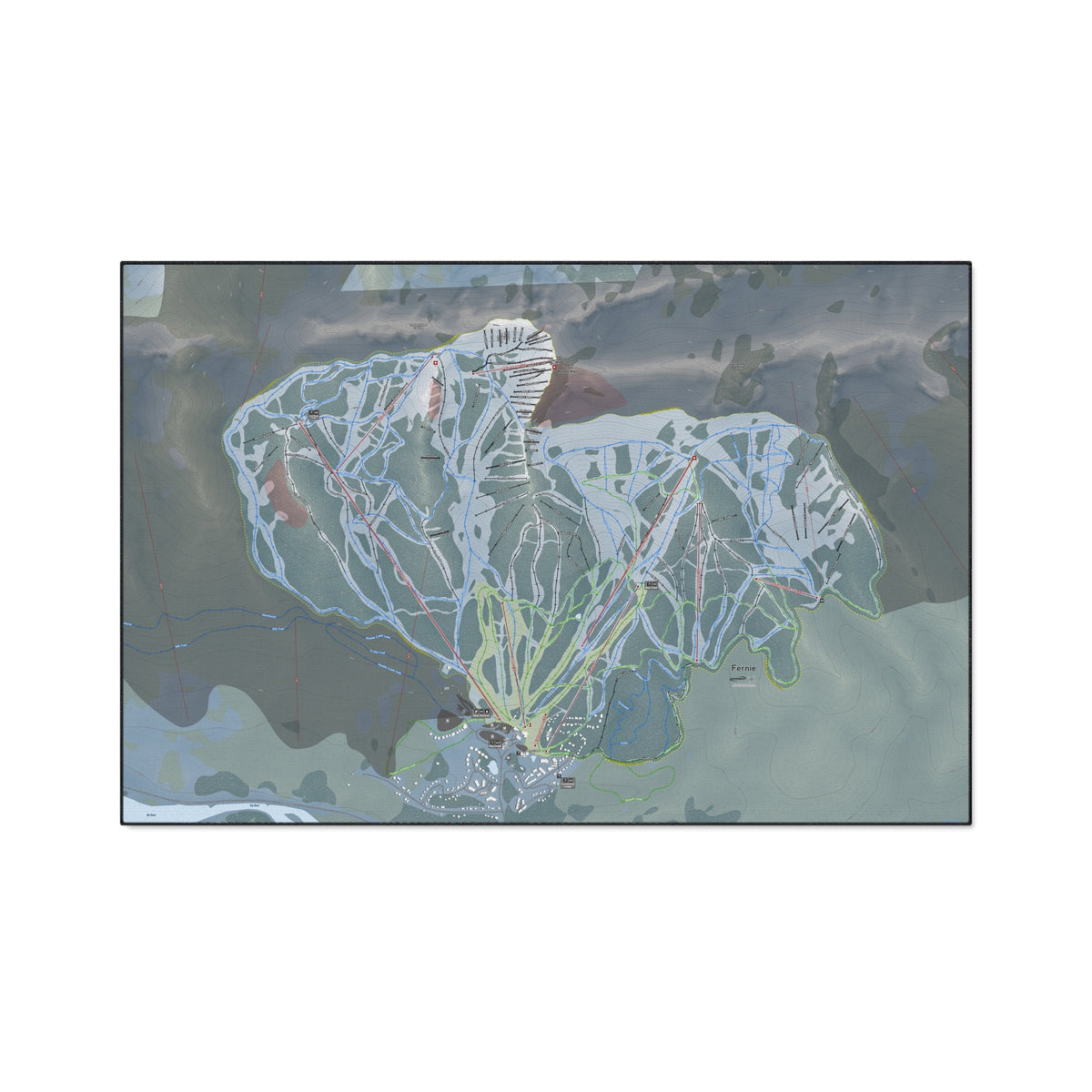Fernie, British Columbia Ski Resort Map Heavy Duty Floor Mat
