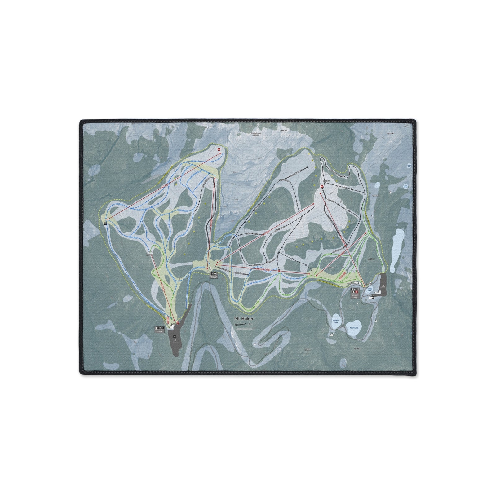 Mt Baker, Washington Ski Resort Map Heavy Duty Floor Mat