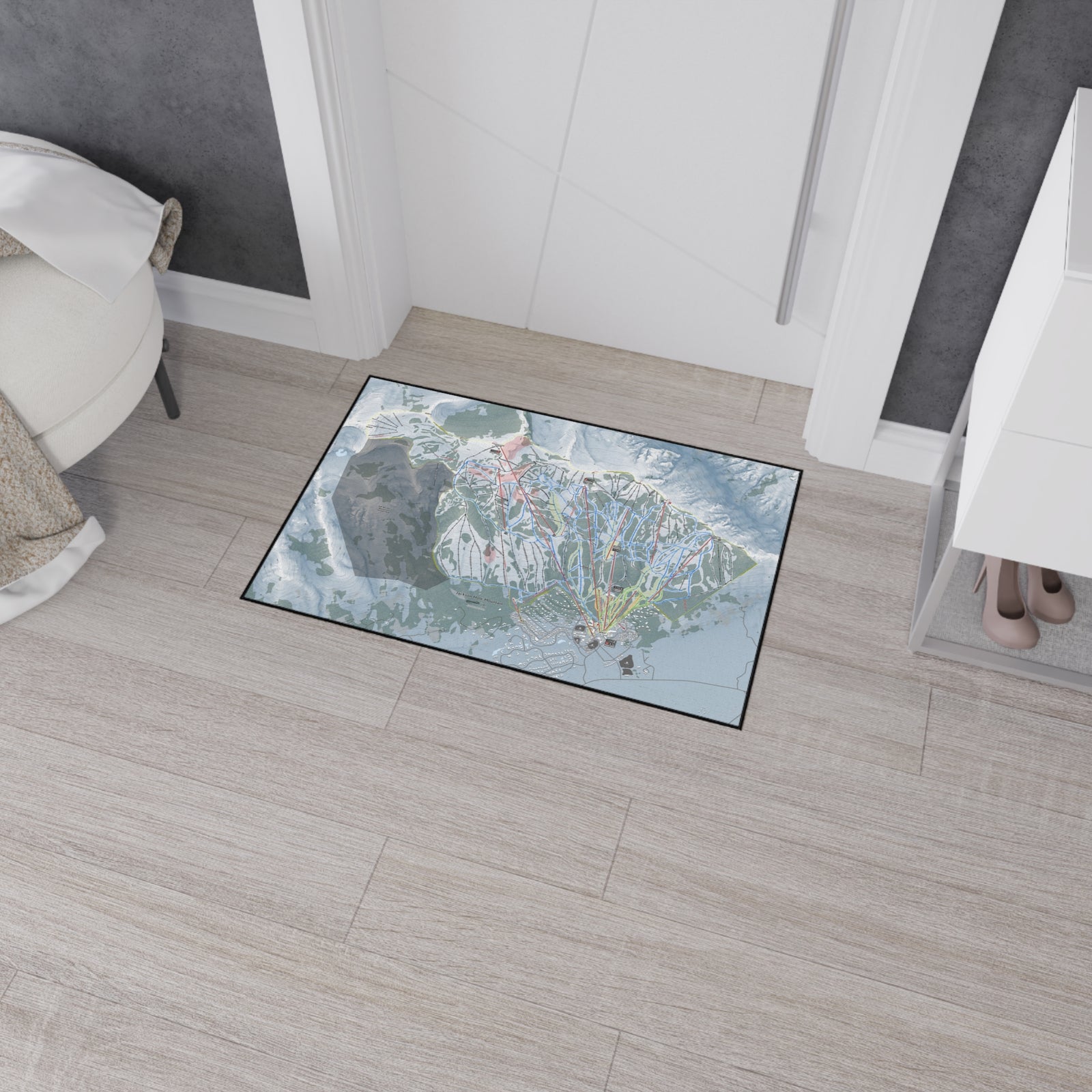 Jackson Hole Mountain, Wyoming Ski Resort Map Heavy Duty Floor Mat