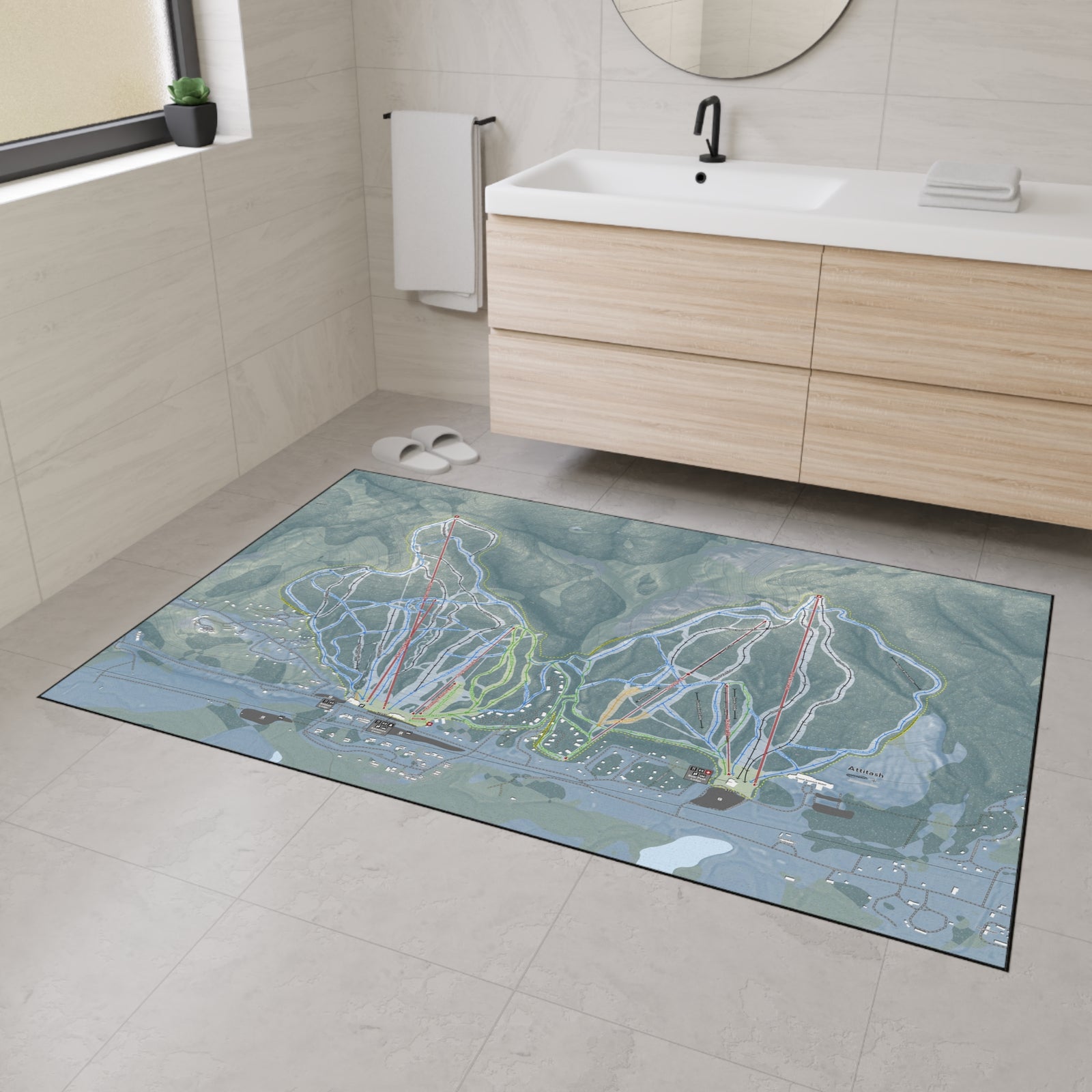Attitash Mountain, New Hampshire Ski Resort Map Heavy Duty Floor Mat