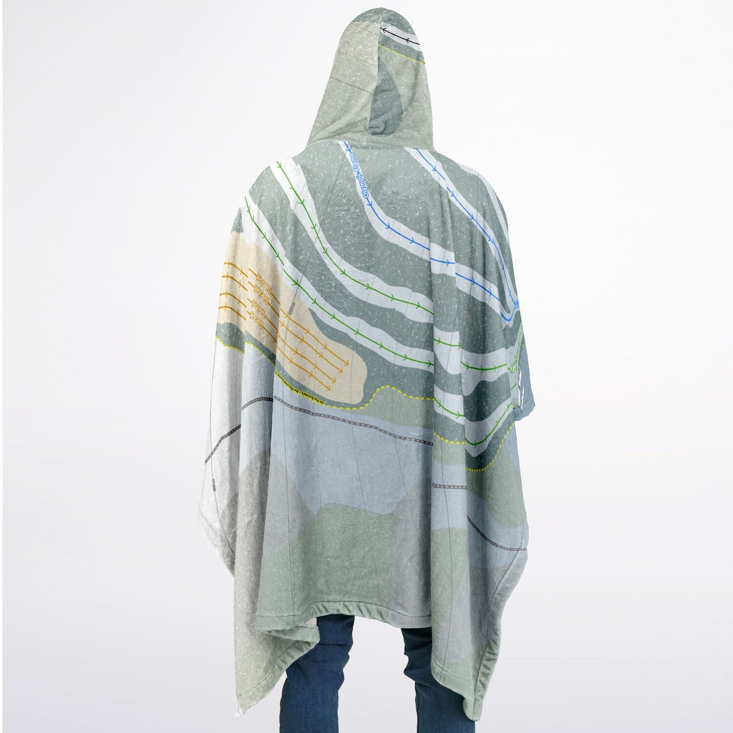 Little Smoky, Alberta Ski Resort Map Flannel Blanket Poncho