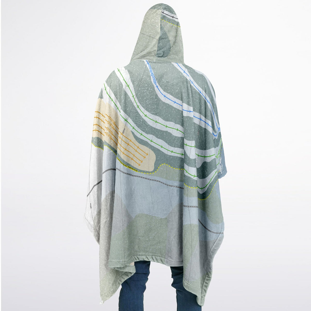 Little Smoky, Alberta Ski Resort Map Flannel Blanket Poncho