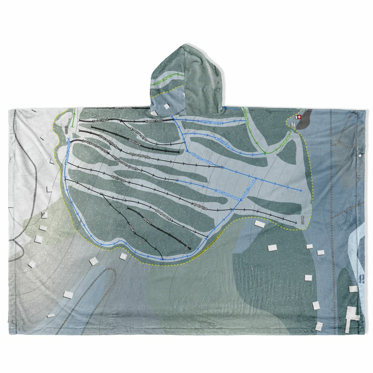 Mont Alta, Quebec Ski Resort Map Flannel Blanket Poncho